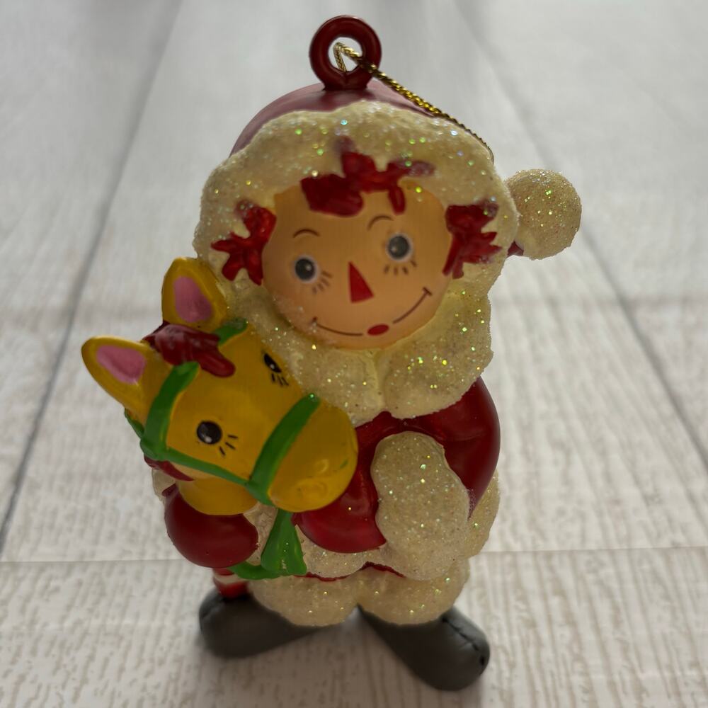 Vintage Raggedy Ann Santa Ornament Hobby Horse Christmas